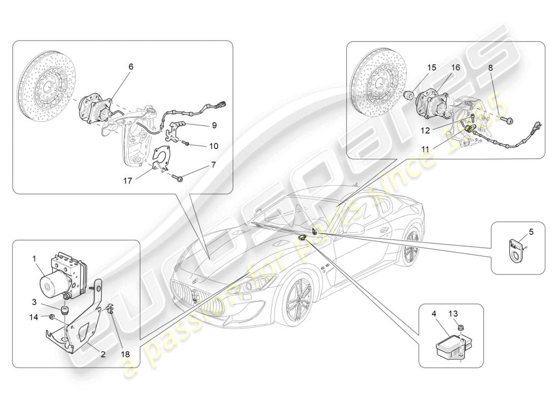 maserati granturismo mc stradale (2011) braking control systems part diagram