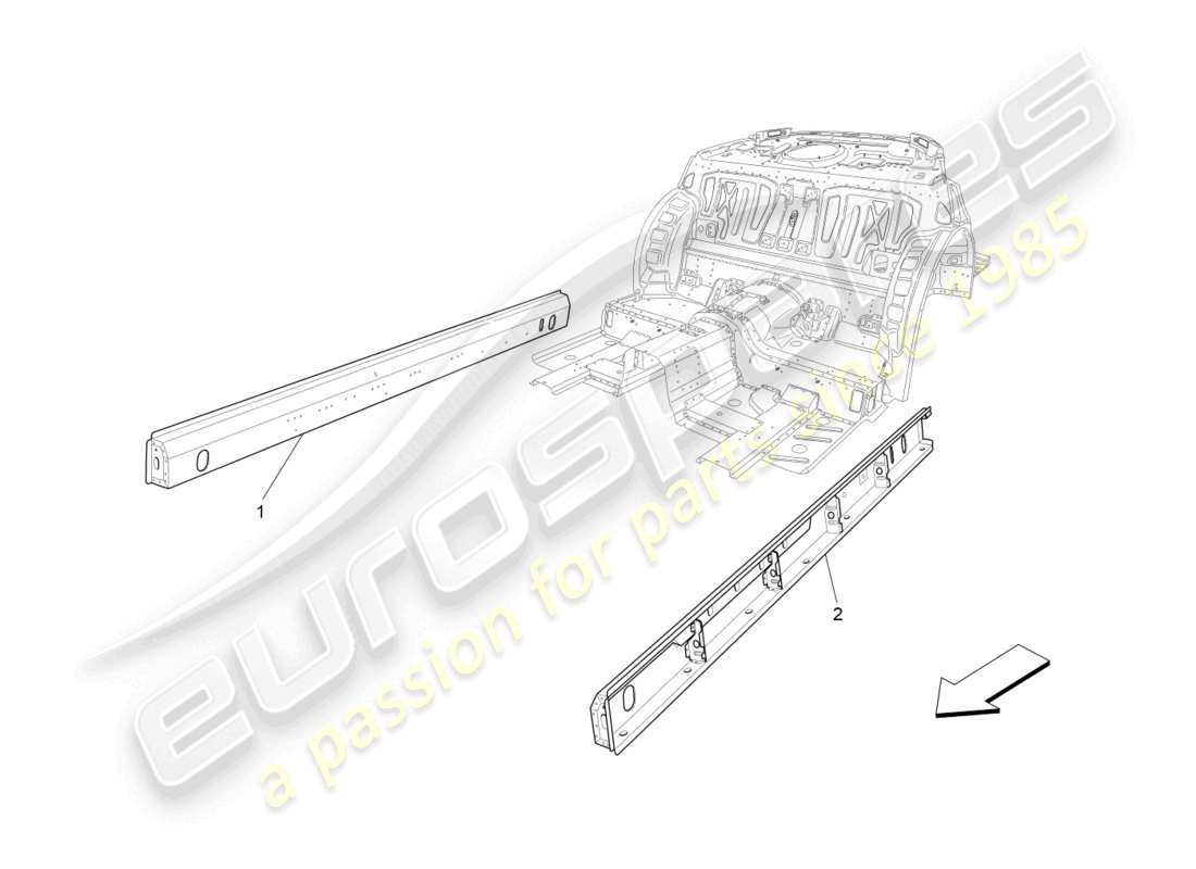 maserati granturismo mc stradale (2011) central structural frames and sheet panels part diagram