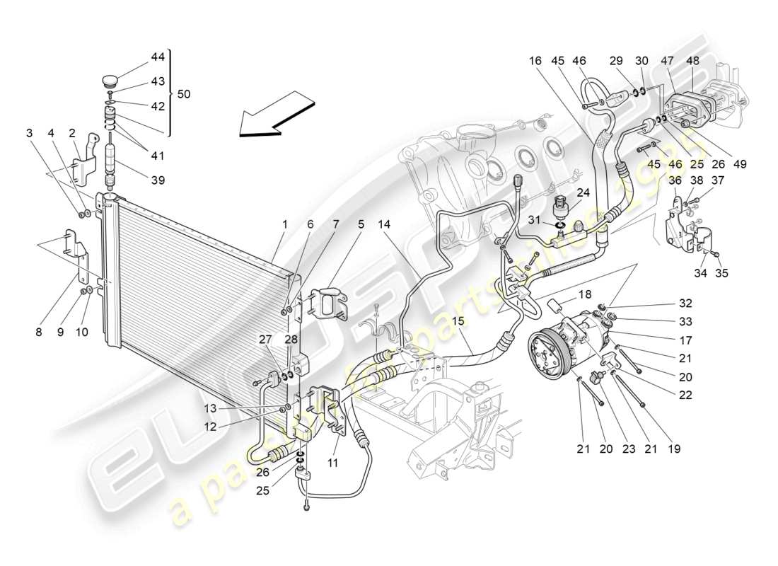 maserati granturismo mc stradale (2012) a/c unit: engine compartment devices part diagram