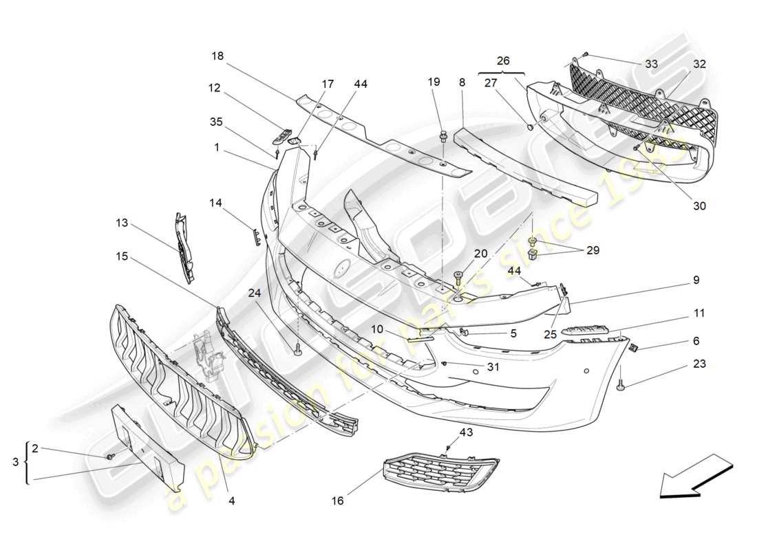 maserati ghibli (2018) front bumper part diagram