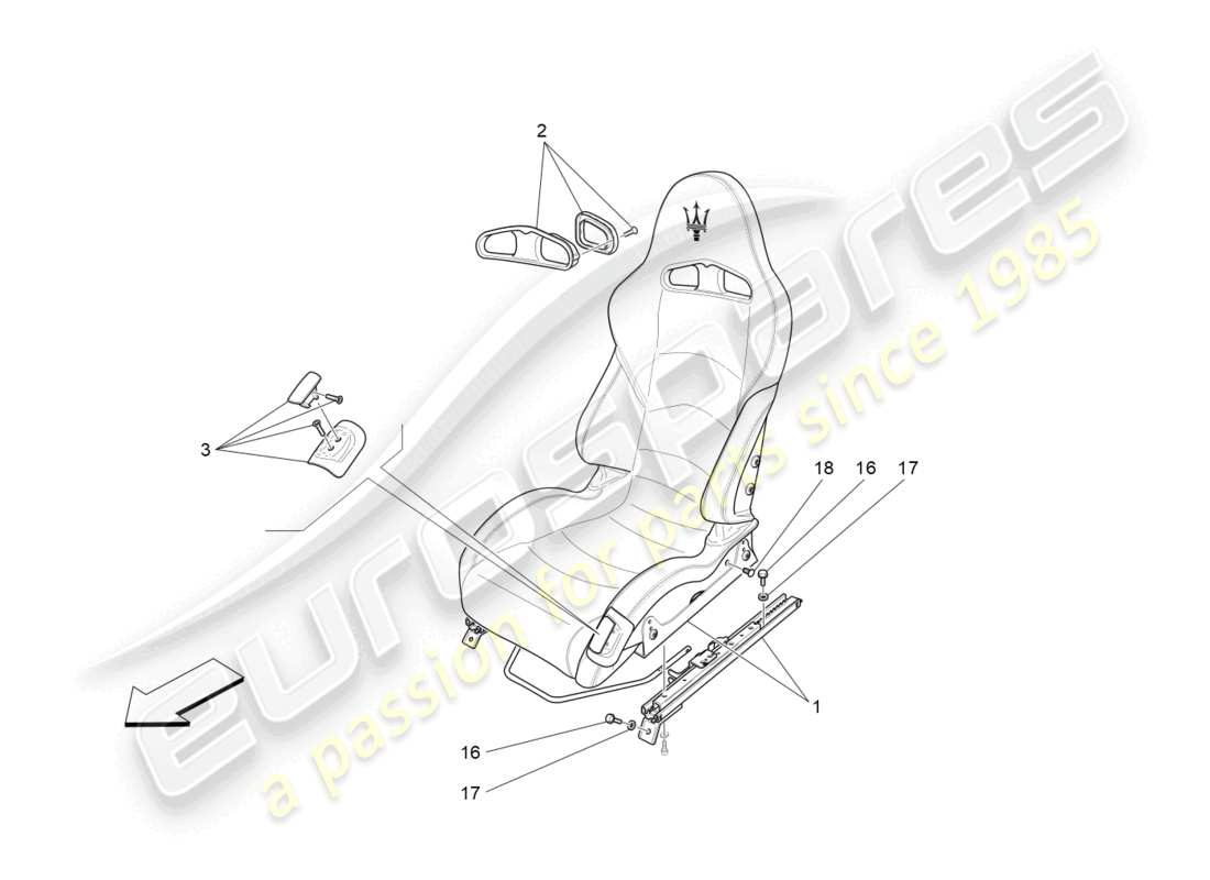 maserati granturismo mc stradale (2012) front seats: trim panels part diagram