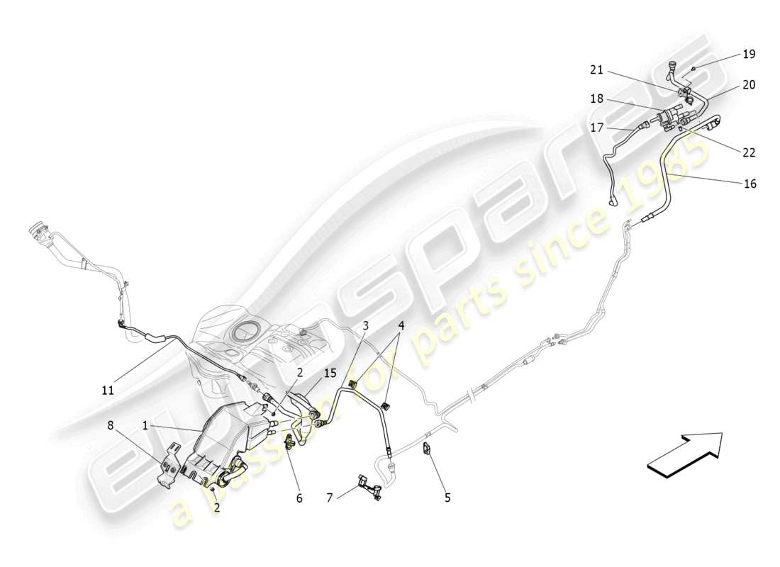 maserati levante gt (2022) fuel vapour recirculation system part diagram