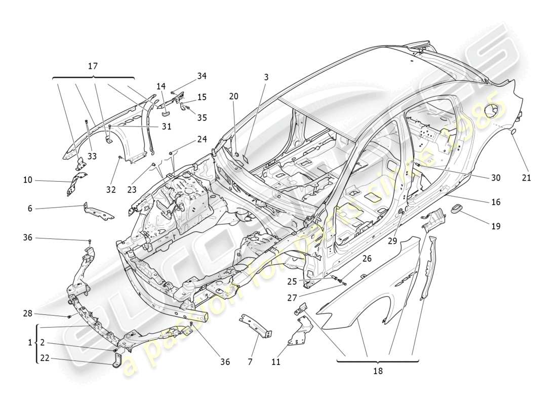 a part diagram from the maserati ghibli (2015) parts catalogue