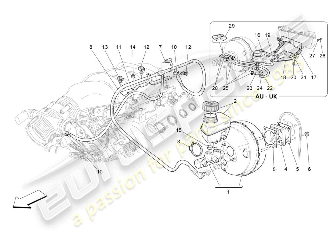 maserati granturismo mc stradale (2013) brake servo system part diagram