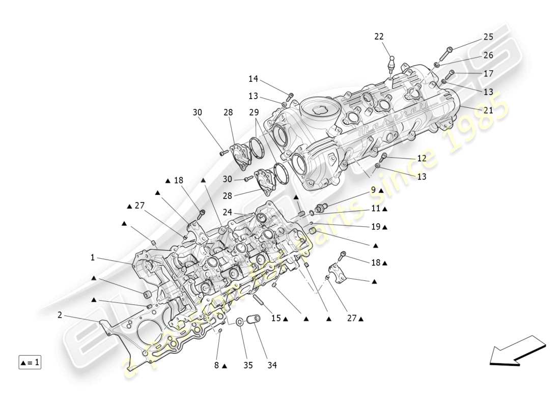 maserati levante (2019) lh cylinder head part diagram