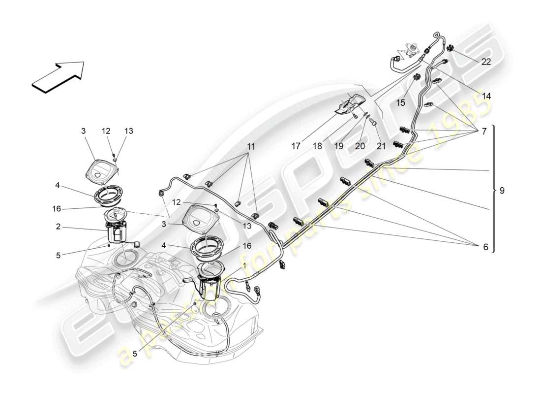 maserati levante (2018) fuel pumps and connection lines part diagram