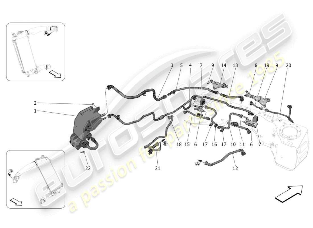 maserati mc20 (2023) fuel vapour recirculation system part diagram