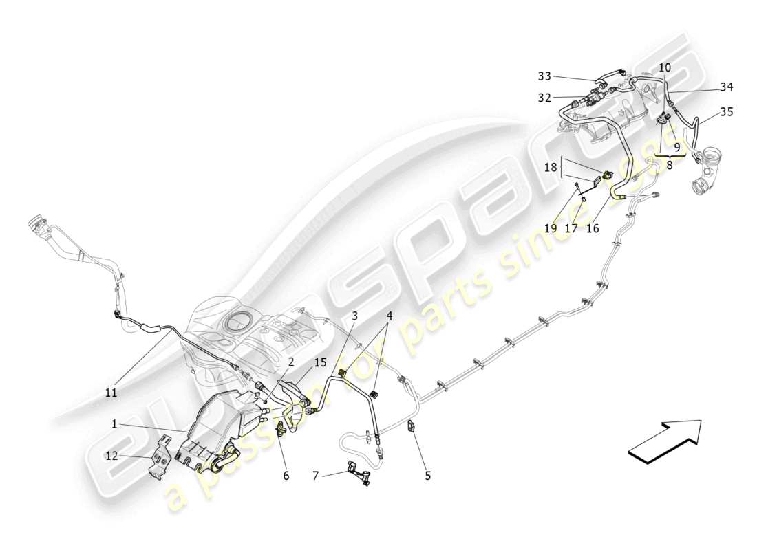 maserati levante (2018) fuel vapour recirculation system part diagram