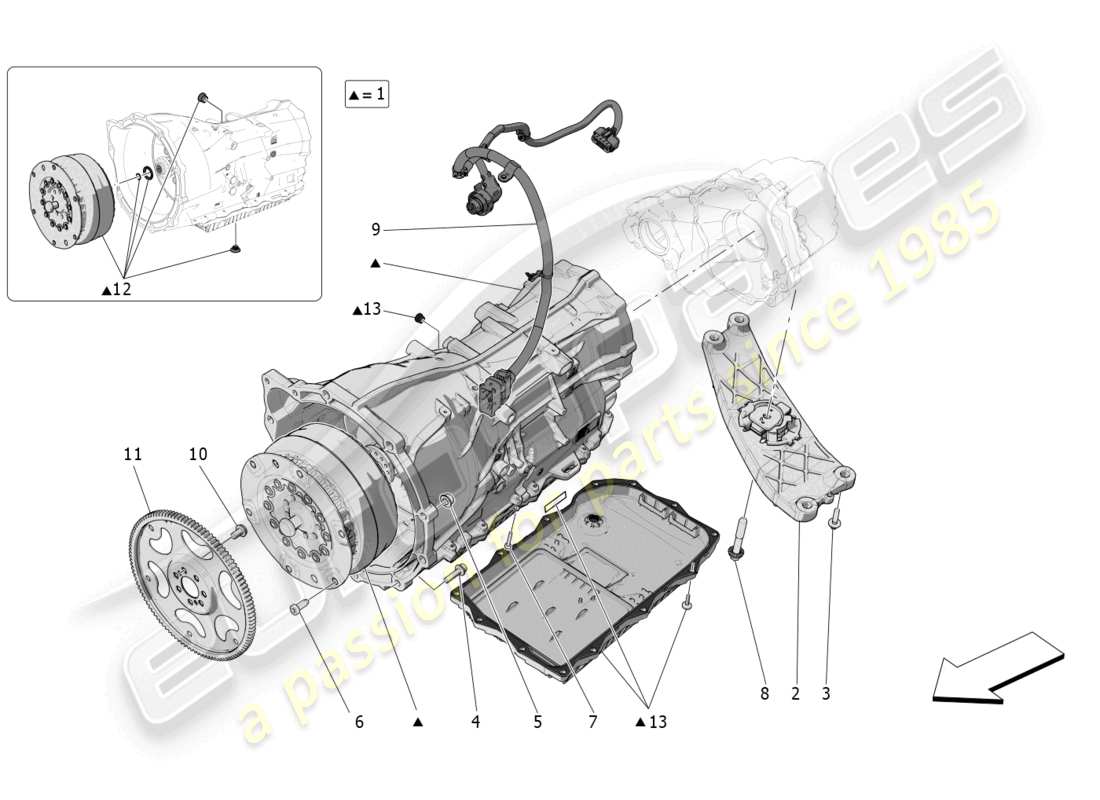 maserati grecale gt (2023) gearbox housings part diagram