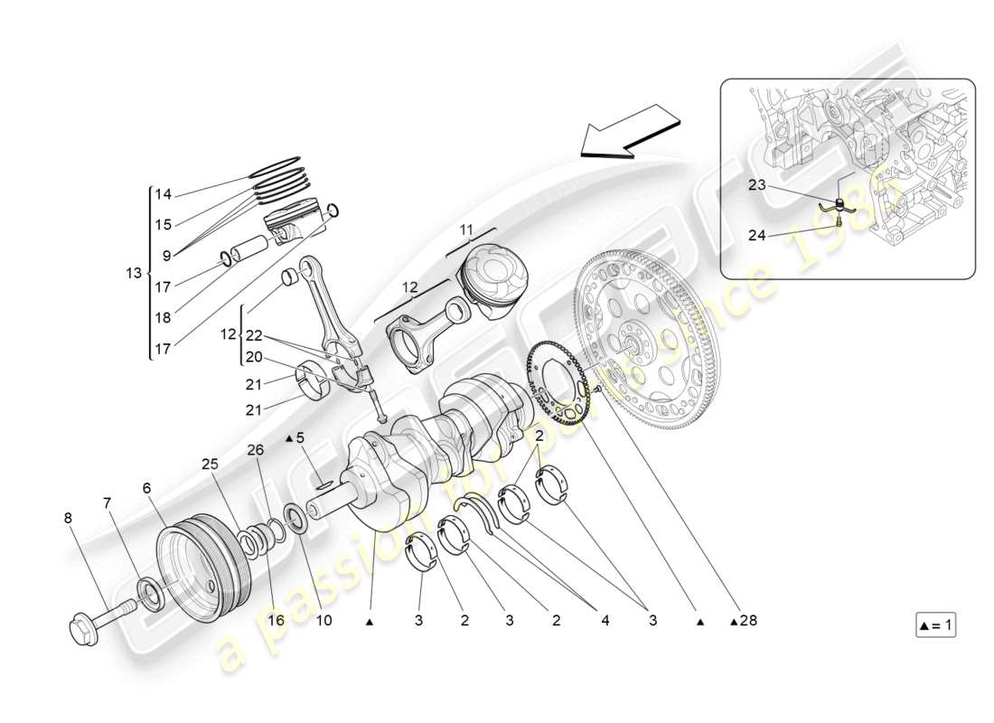 maserati levante (2019) crank mechanism part diagram