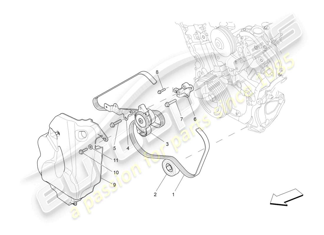 maserati ghibli (2014) auxiliary device belts part diagram