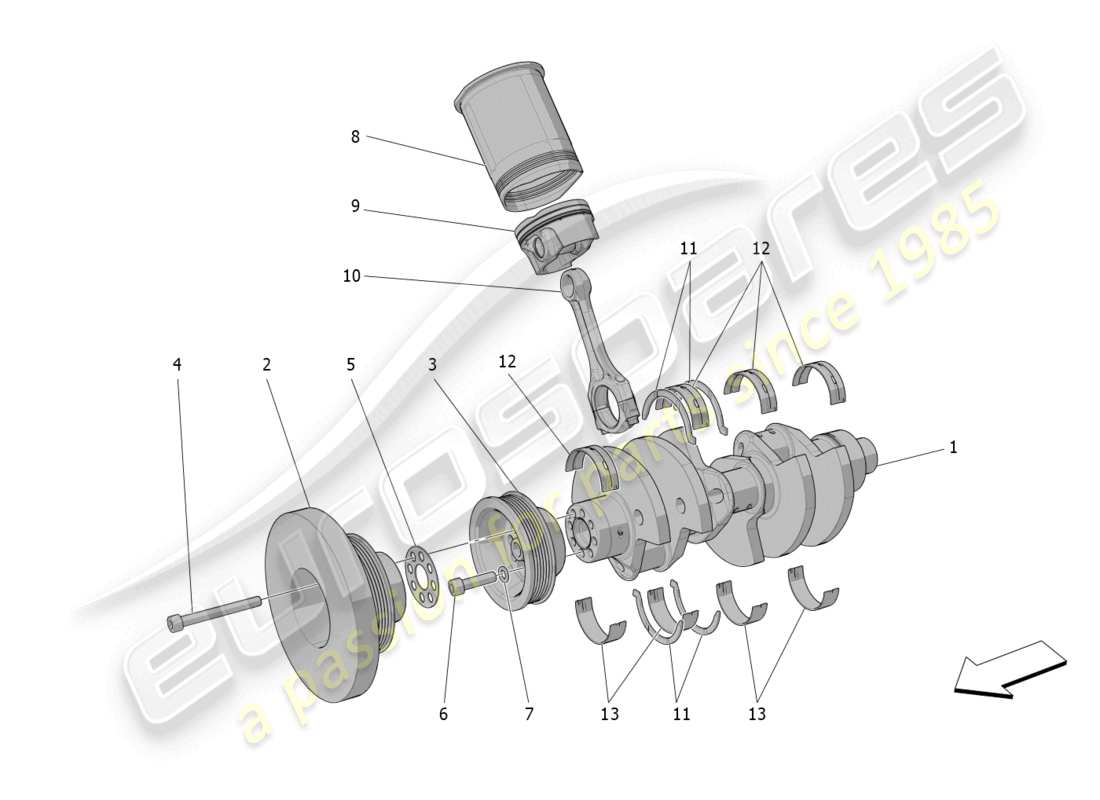 maserati mc20 (2023) crank mechanism part diagram