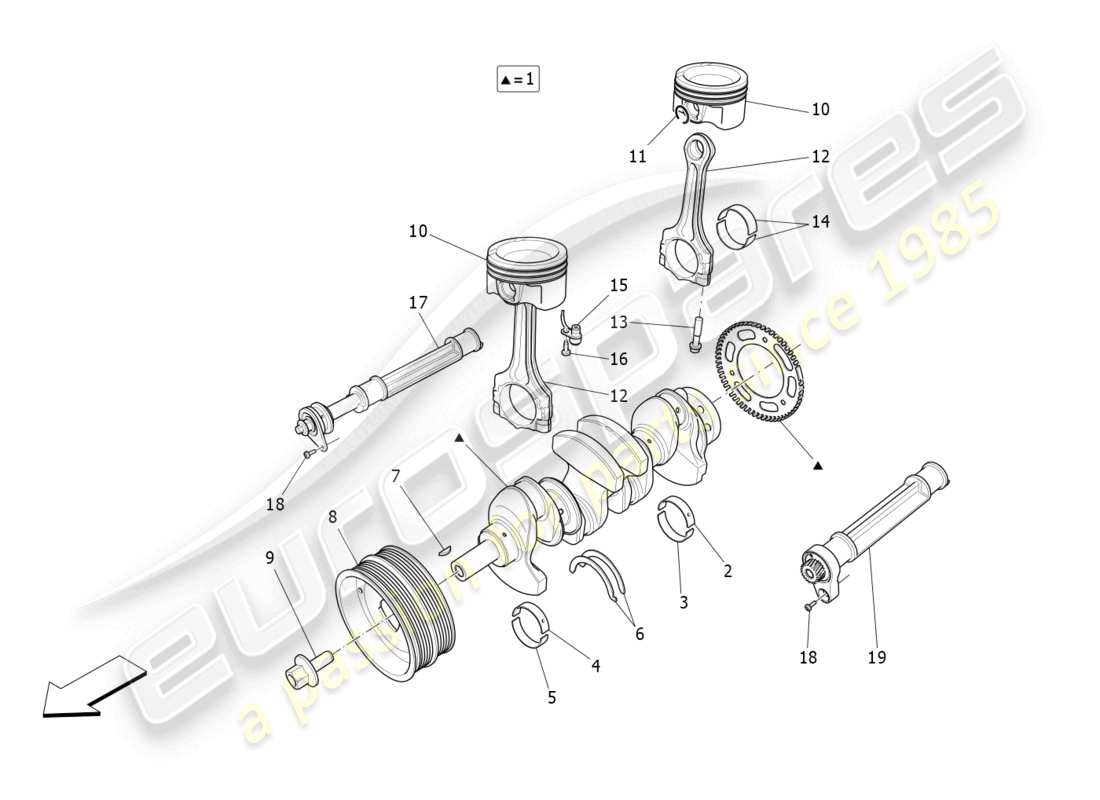 maserati levante gt (2022) crank mechanism part diagram