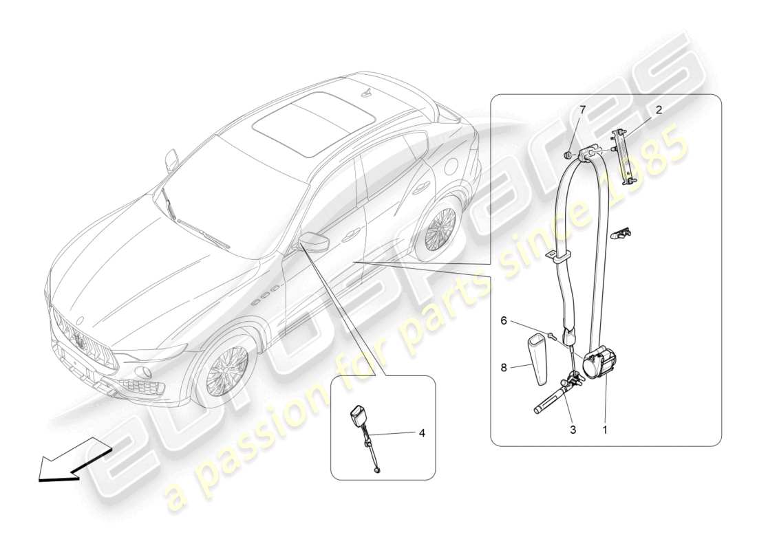 maserati levante trofeo (2020) front seatbelts part diagram