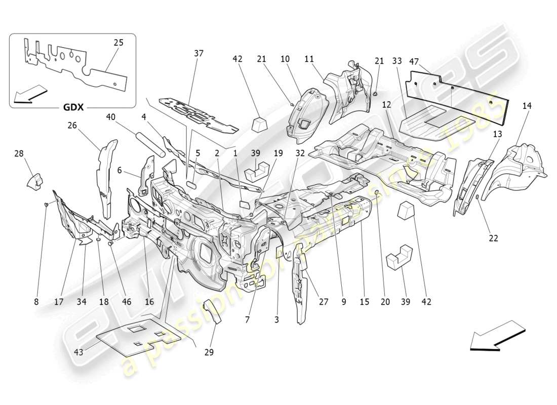 a part diagram from the maserati ghibli (2015) parts catalogue