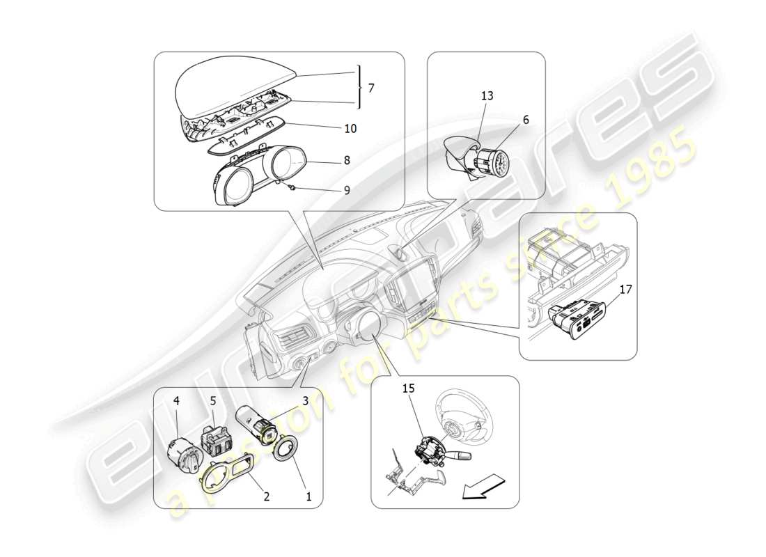 maserati ghibli (2017) dashboard devices part diagram