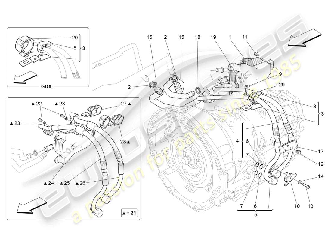 maserati ghibli (2014) lubrication and gearbox oil cooling part diagram