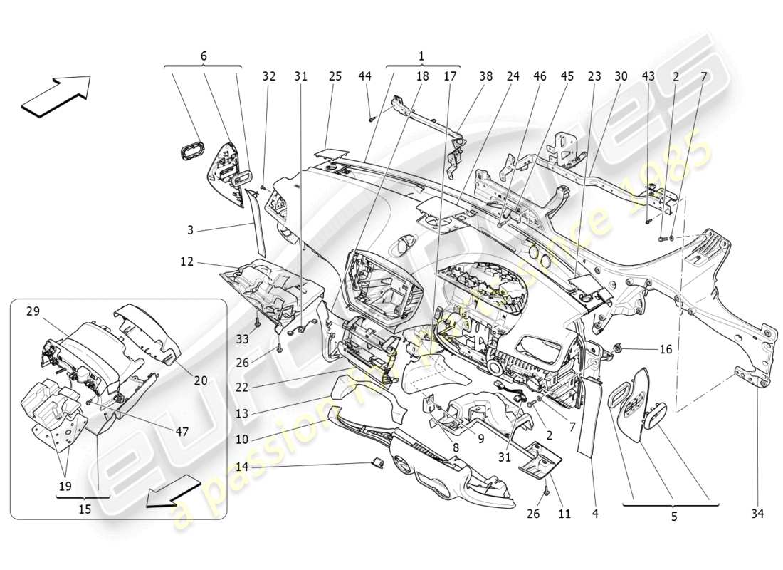 maserati ghibli (2014) dashboard unit part diagram