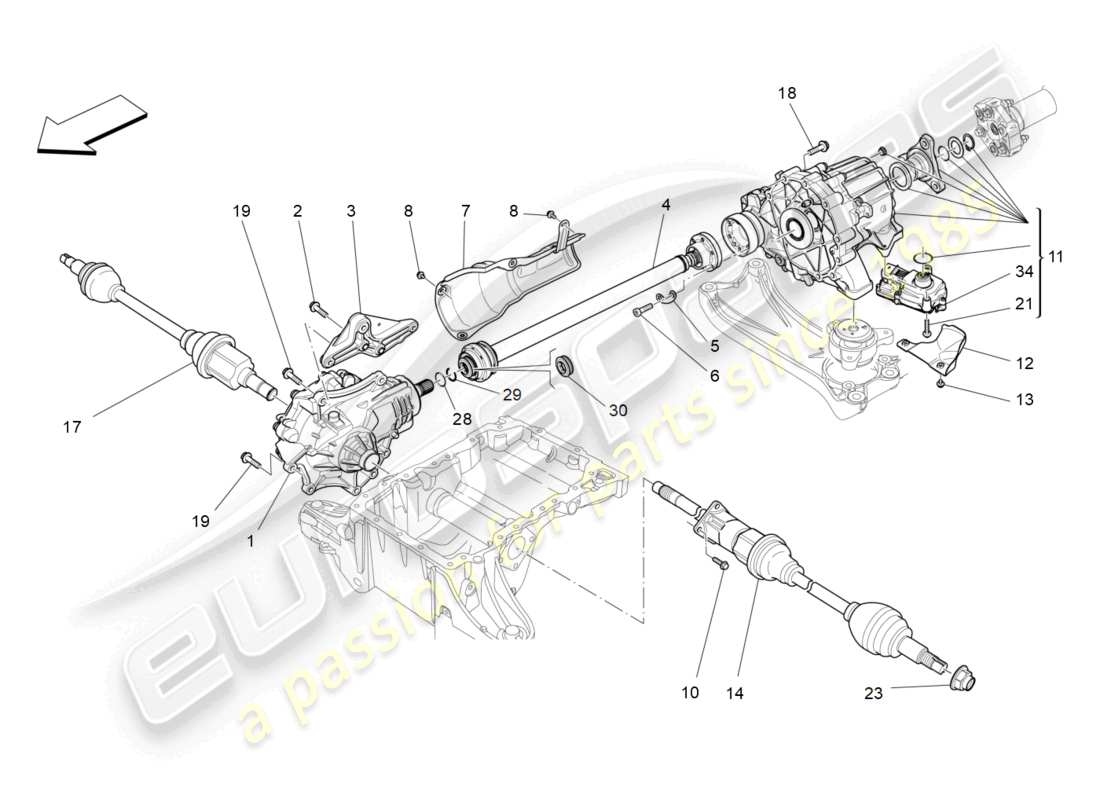 maserati ghibli (2018) front wheels transmission part diagram