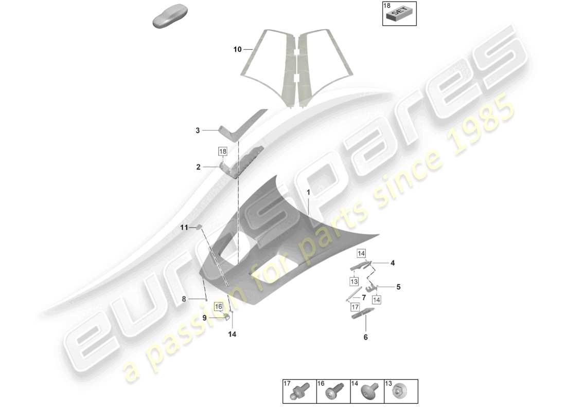 porsche 992 gt3/rs/st (2021 - 9j1) bonnet gt3rs part diagram