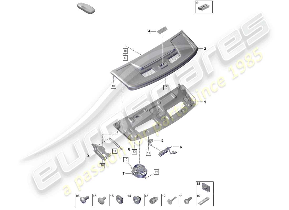 porsche 992 gt3/rs/st (2021 - 9j1) tailgate/boot lid part diagram