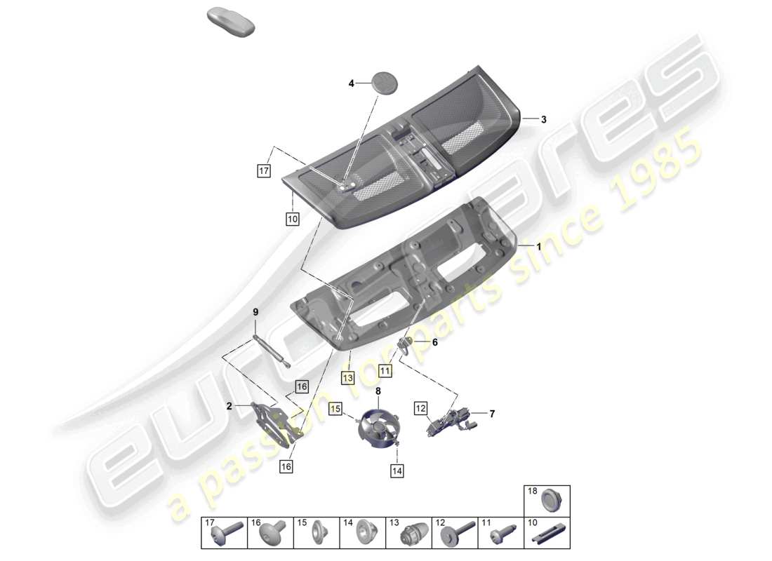 porsche 992 gt3/rs/st (2021 - 9j1) tailgate/boot lid part diagram