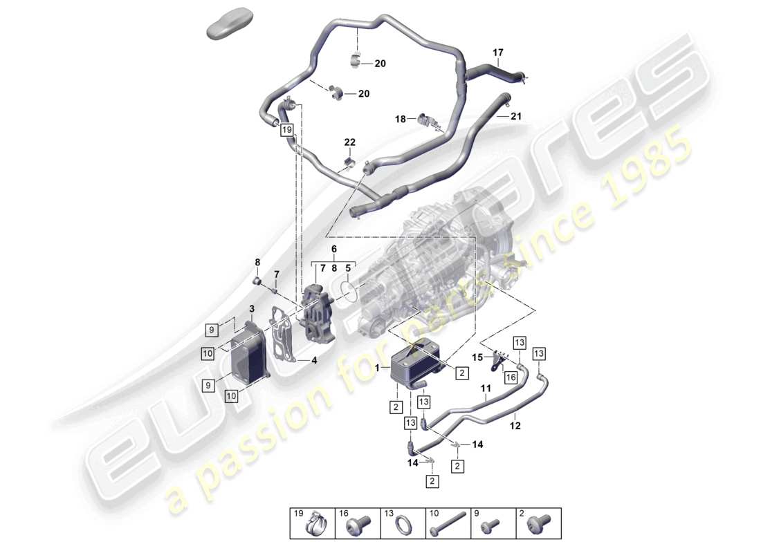 porsche 992 gt3/rs/st (2021 - 9j1) 7-speed dual clutch gearbox - pdk - cooling system for gear oil part diagram