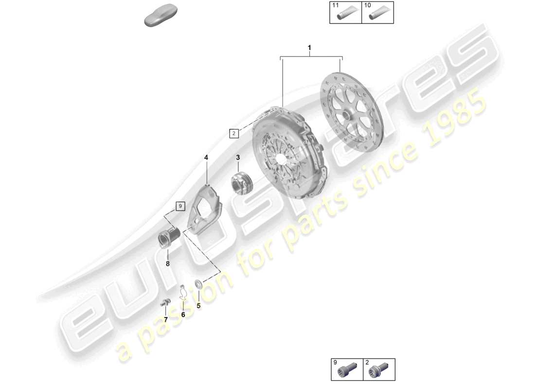 porsche 992 gt3/rs/st (2021 - 9j1) manual gearbox coupling part diagram