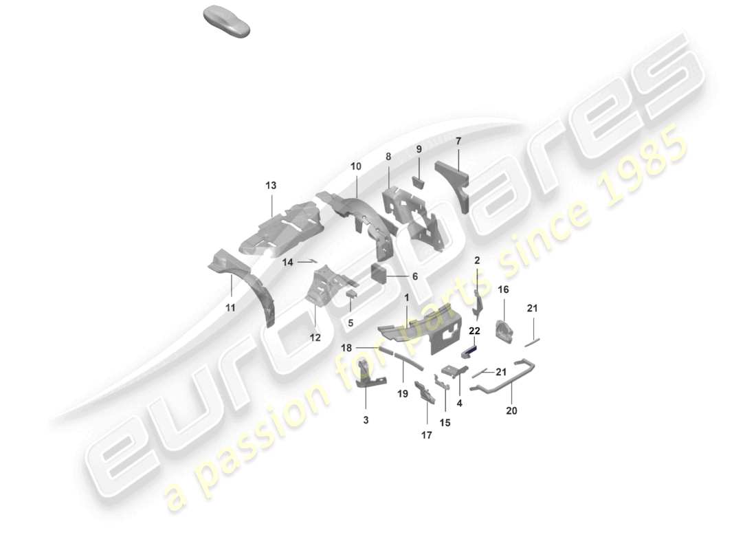 porsche 992 gt3/rs/st (2021 - 9j1) sound absorber damping body part diagram