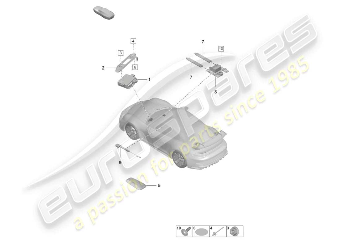 porsche 992 gt3/rs/st (2021 - 9j1) individual parts vts vehicle tracking driver card part diagram