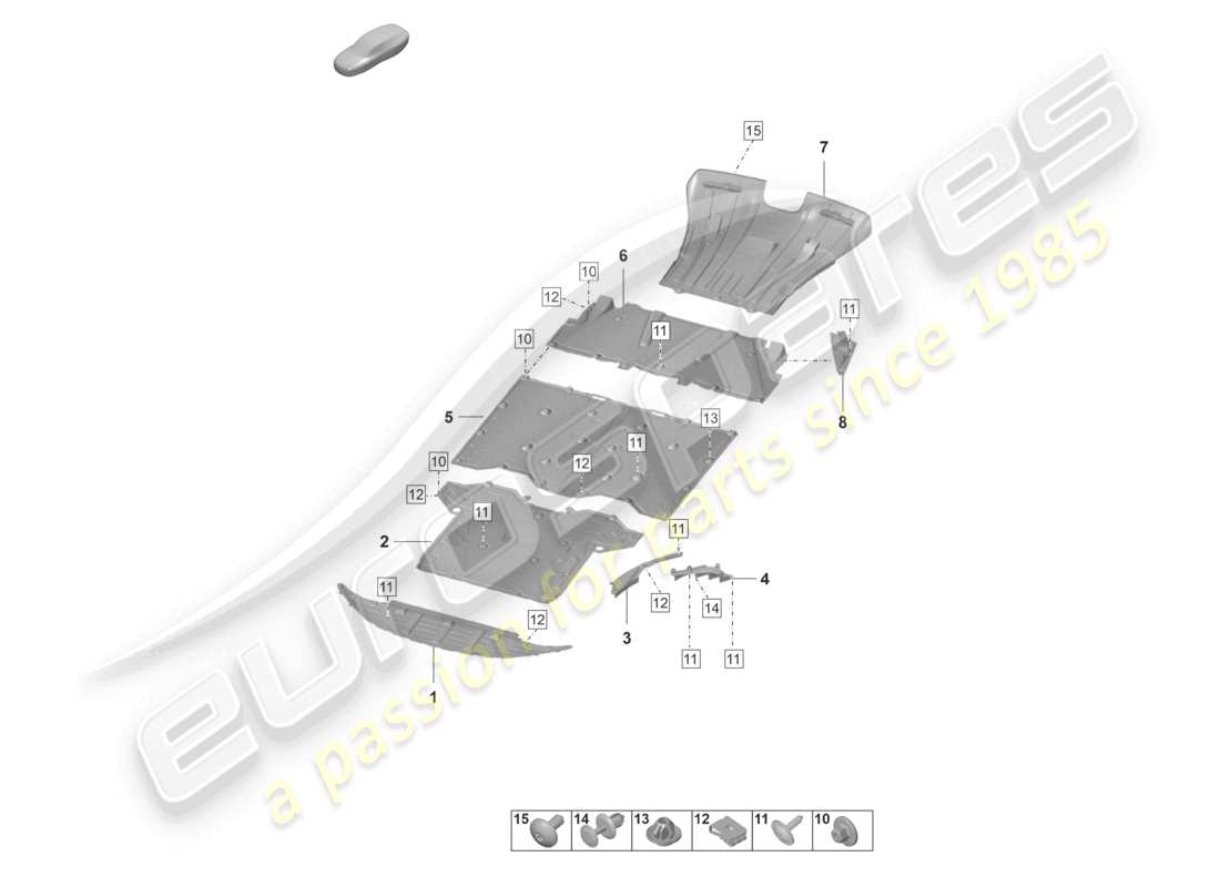 porsche 992 gt3/rs/st (2021 - 9j1) underbody trim part diagram