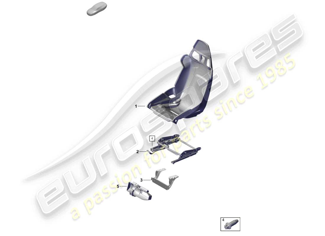 porsche 992 gt3/rs/st (2021 - 9j1) bucket seat seat shell part diagram