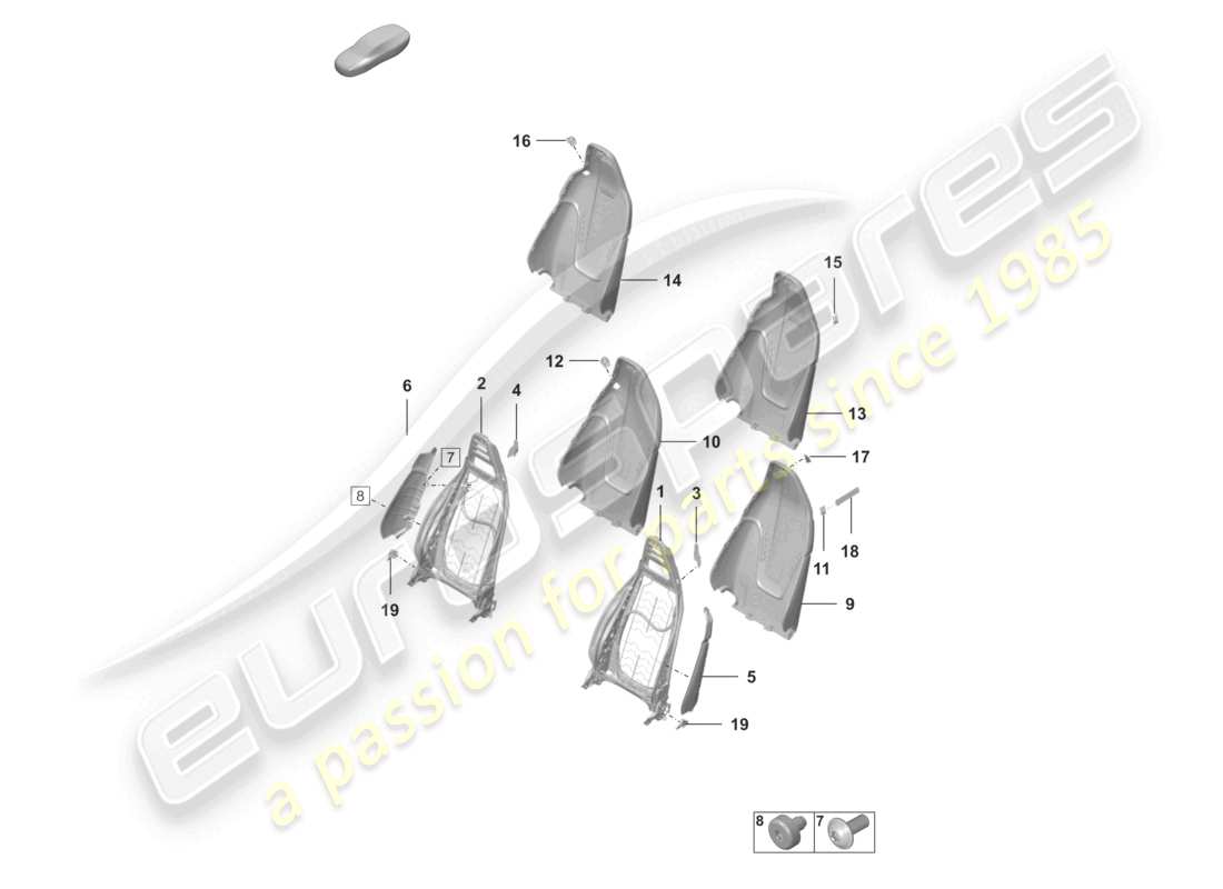 porsche 992 gt3/rs/st (2021 - 9j1) backrest frame part diagram