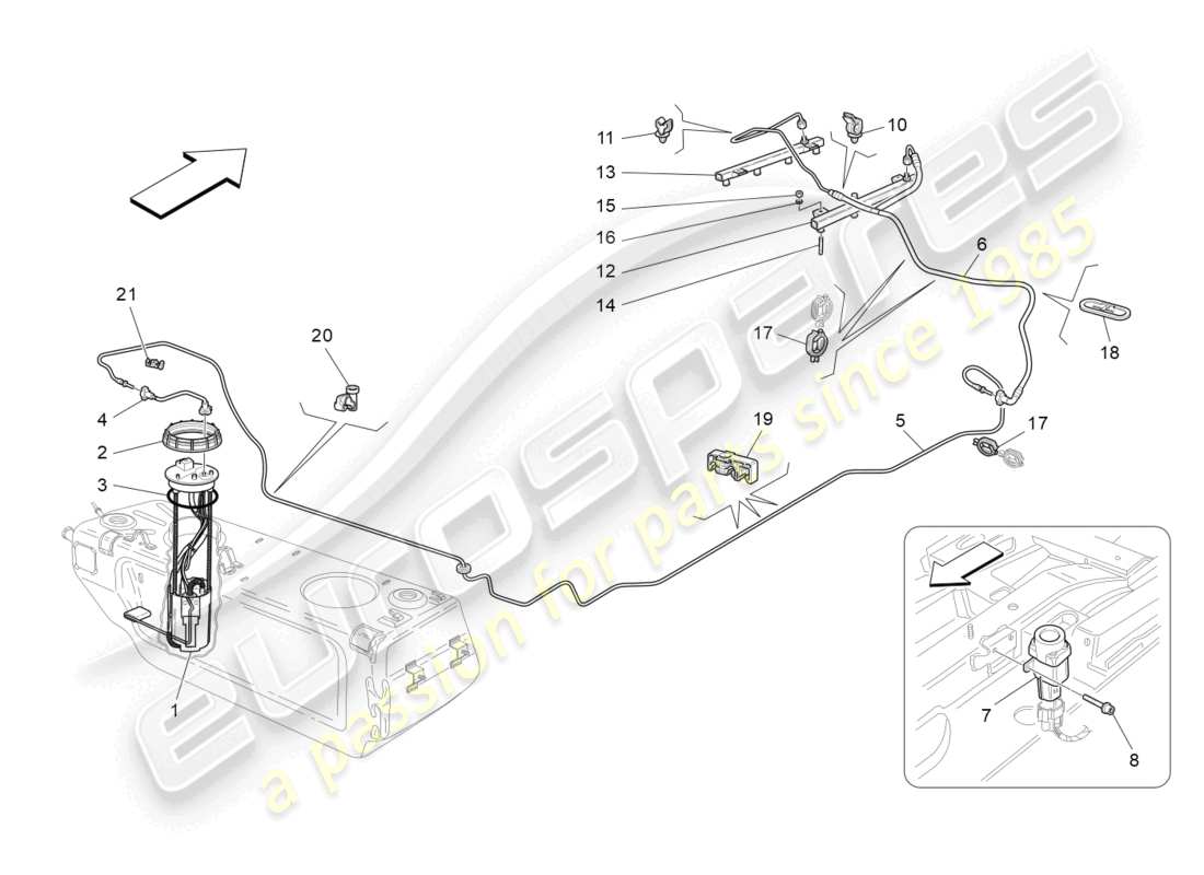 maserati granturismo mc stradale (2012) fuel pumps and connection lines part diagram