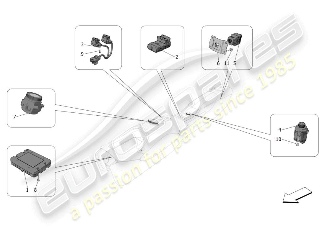 maserati mc20 cielo (2023) centre console devices part diagram