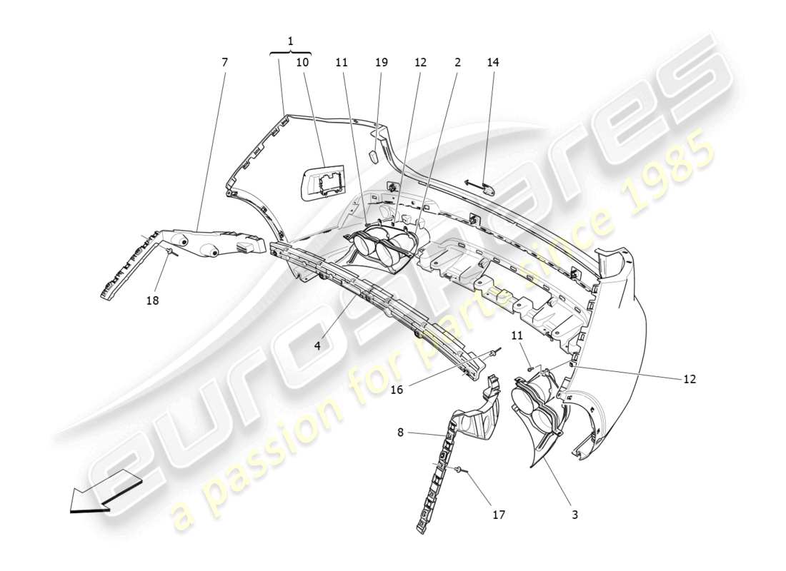 maserati levante gts (2020) rear bumper part diagram