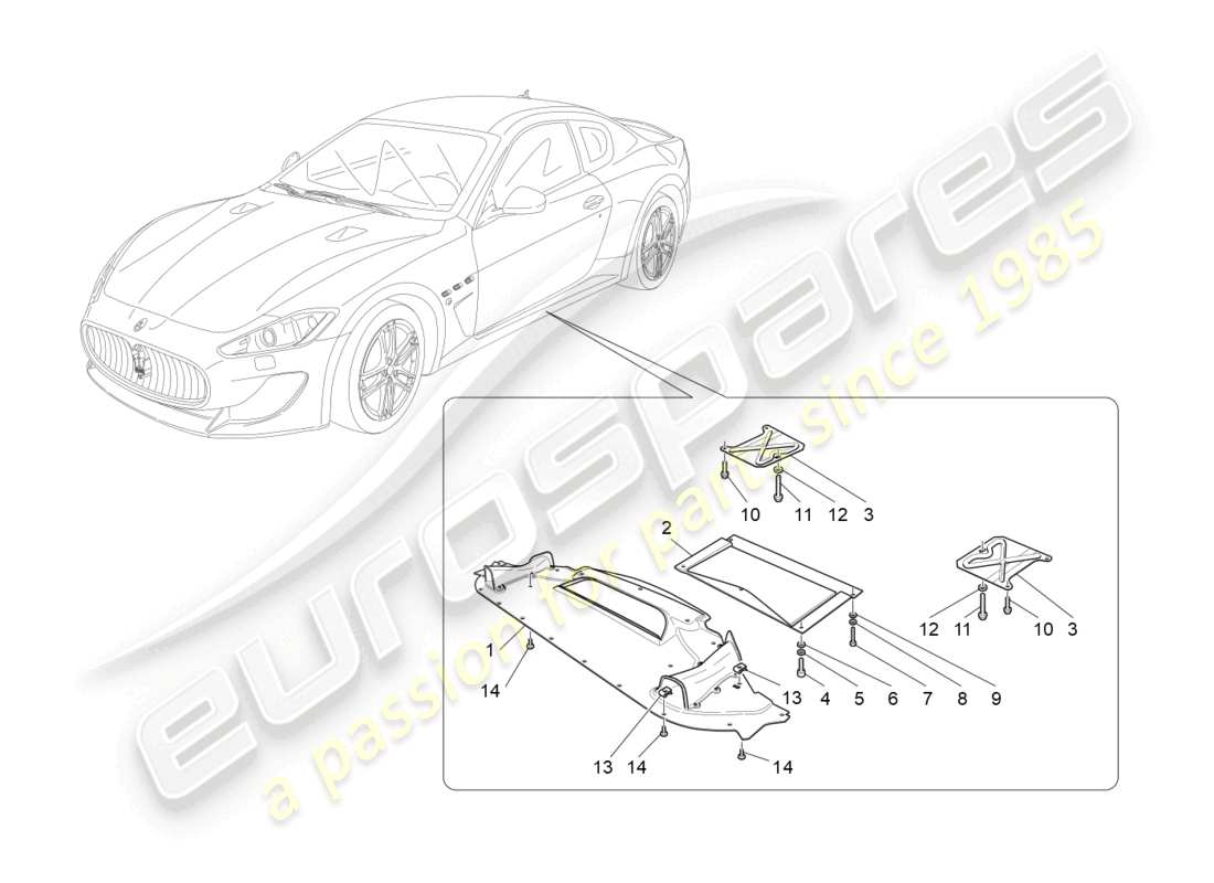 maserati granturismo mc stradale (2011) underbody and underfloor guards part diagram