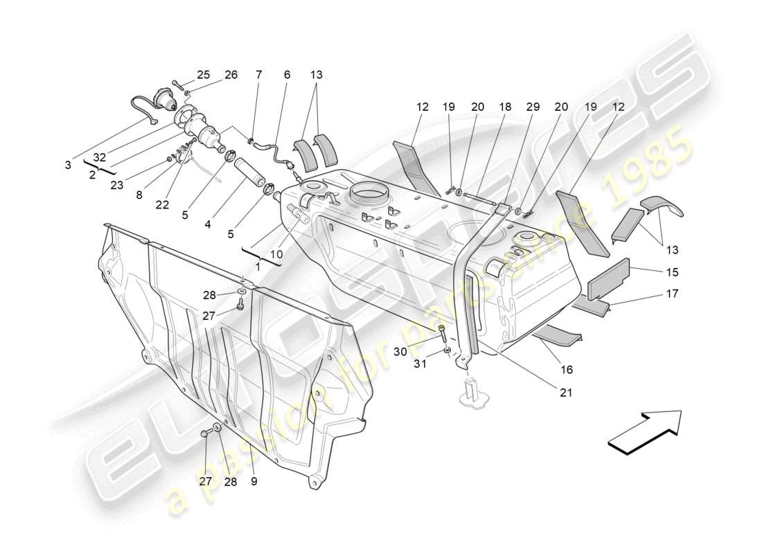 maserati granturismo mc stradale (2011) fuel tank part diagram