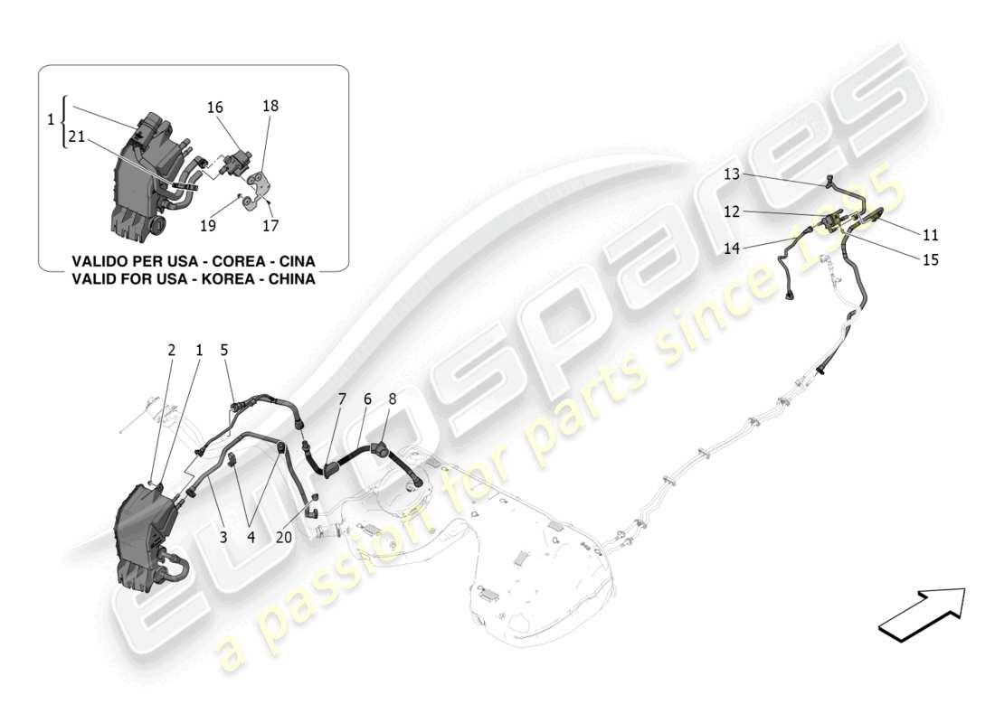 maserati grecale modena (2023) fuel vapour recirculation system parts diagram