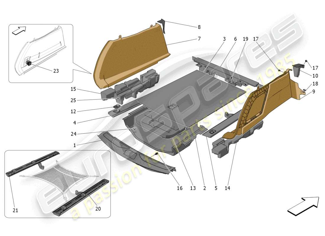 maserati grecale trofeo (2023) luggage compartment mats part diagram