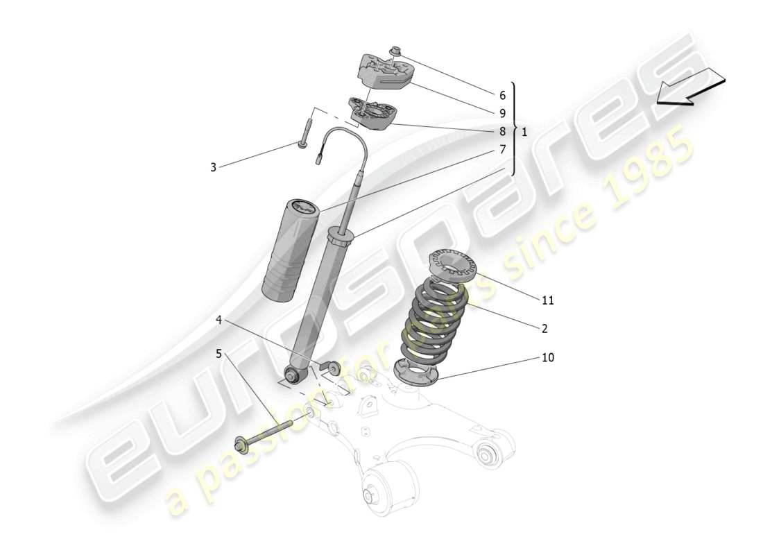 maserati grecale modena (2023) rear shock absorber devices parts diagram