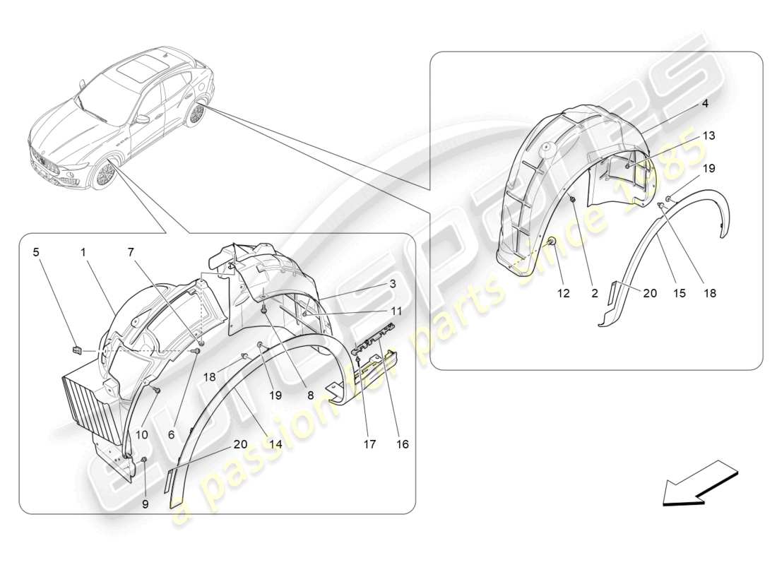 maserati levante (2017) wheelhouse and lids part diagram