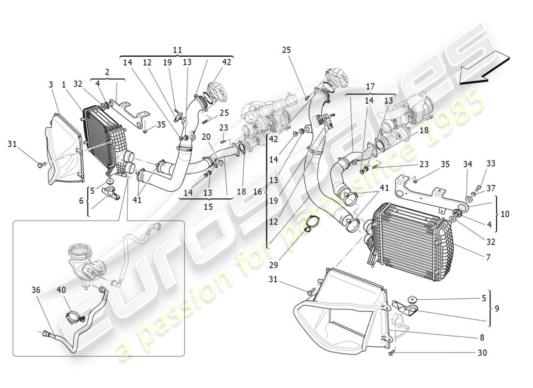 maserati levante trofeo (2020) intercooler system part diagram