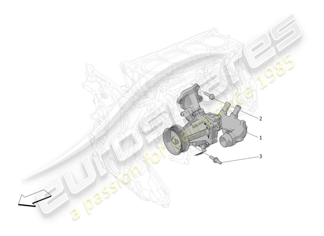 maserati grecale modena (2023) cooling system: water pump parts diagram