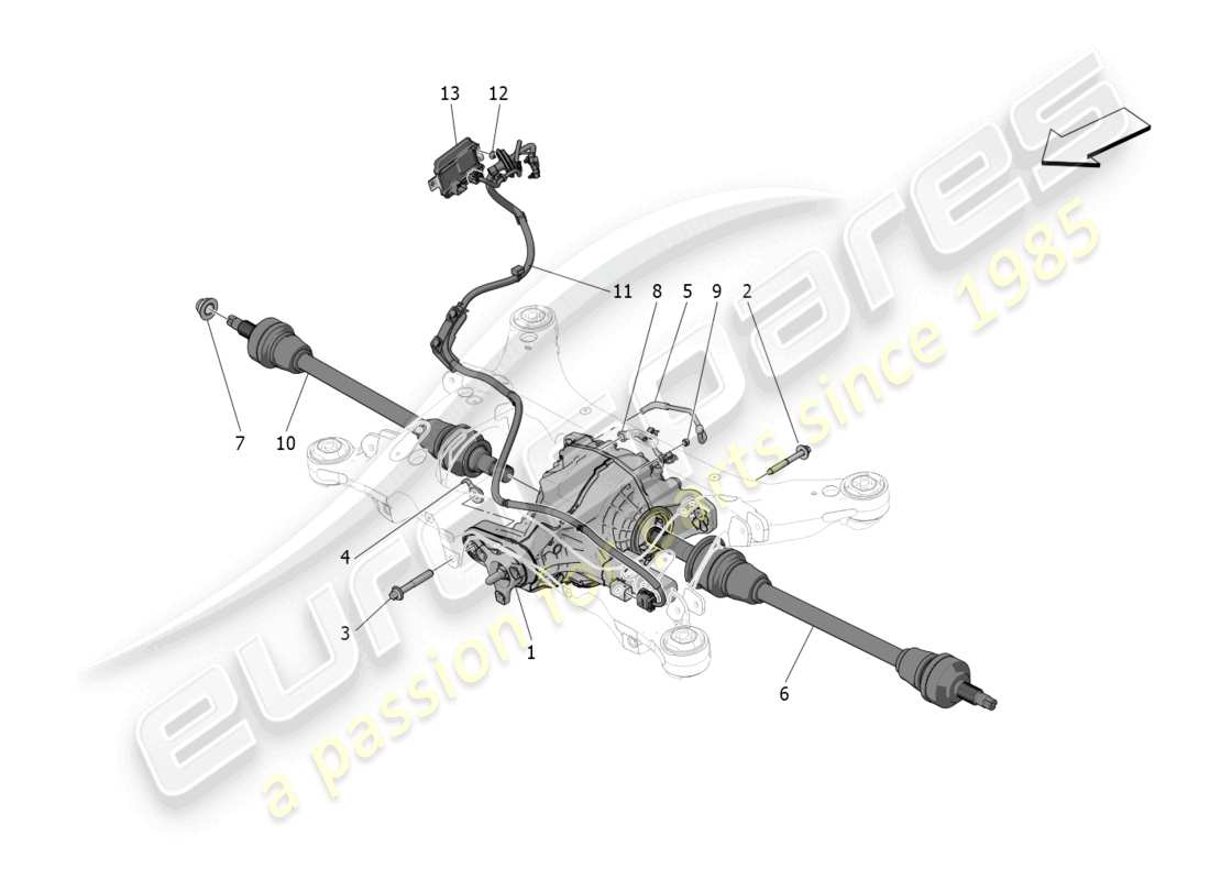 maserati grecale trofeo (2023) differential and rear axle shafts part diagram