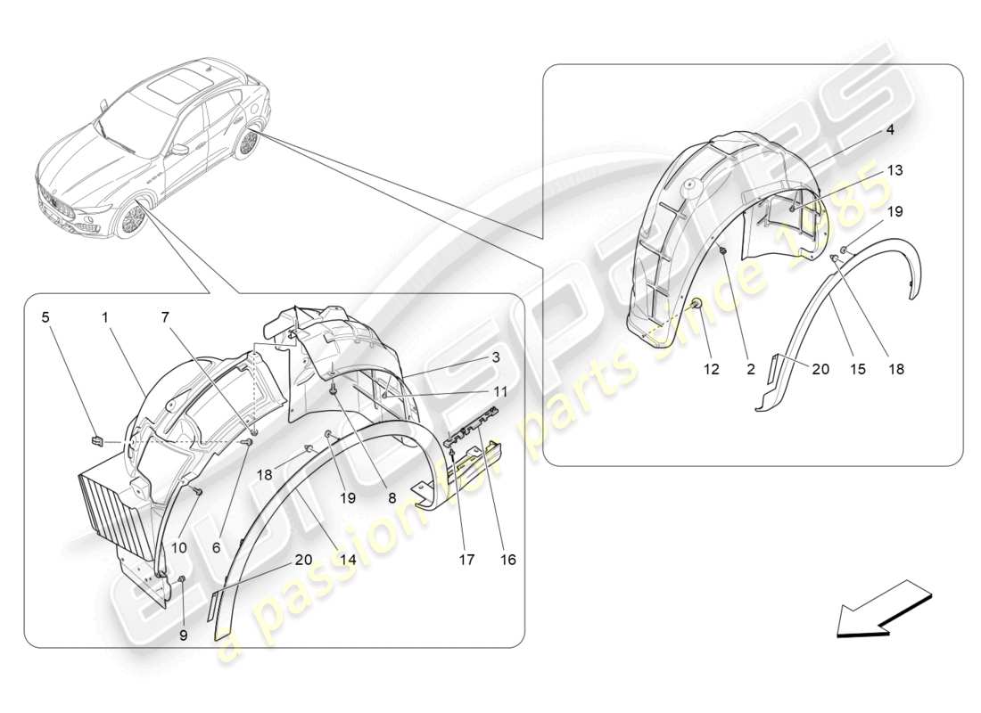 maserati levante (2020) wheelhouse and lids part diagram