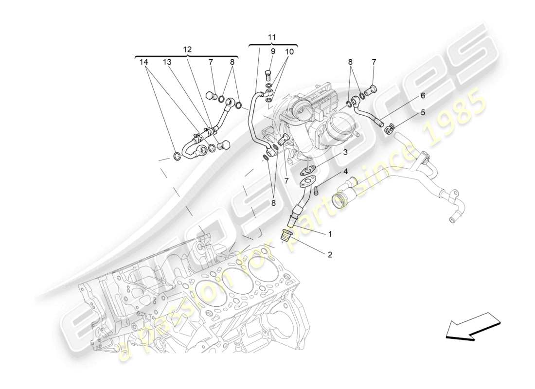 maserati levante (2017) turbocharging system: lubrication and cooling part diagram