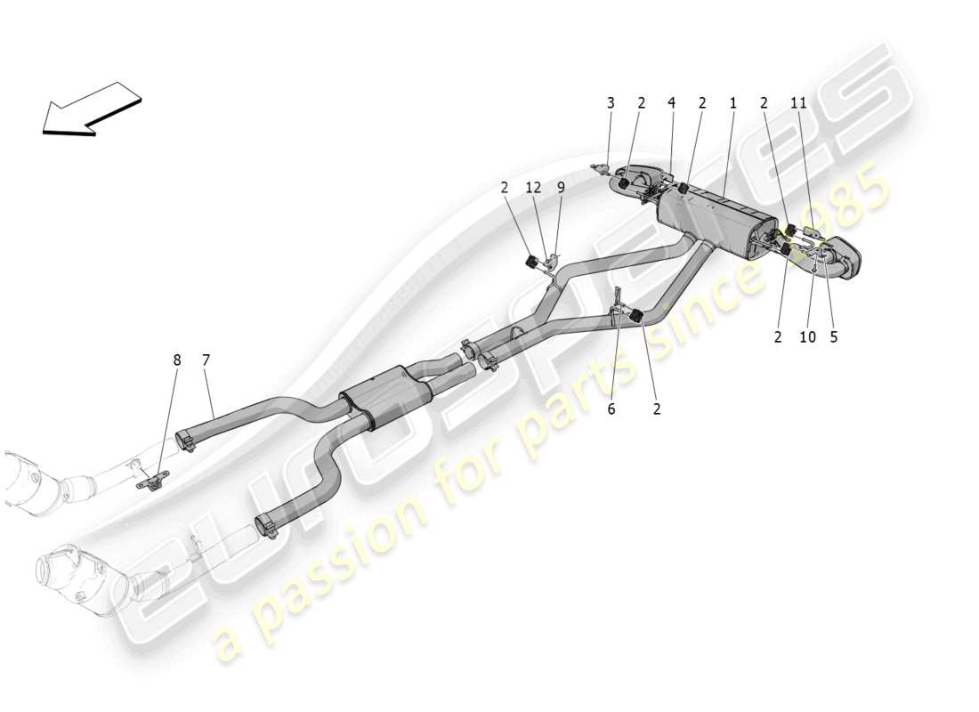 maserati grecale trofeo (2023) silencers part diagram