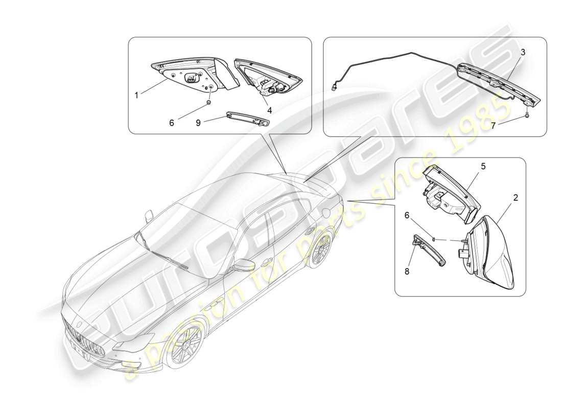 maserati quattroporte (2018) taillight clusters part diagram