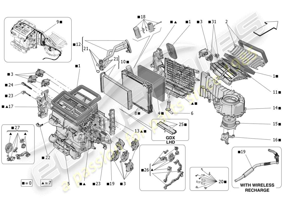 maserati grecale modena (2023) a/c unit: dashboard devices parts diagram